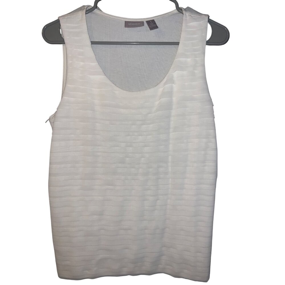 Chicos Womens Off White Sleeveless Tank Top‎ Size 1